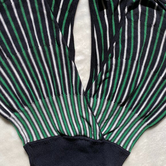 Arden B Striped Knit Cutout Top Green White Black Size M Y2K - Picture 7 of 14